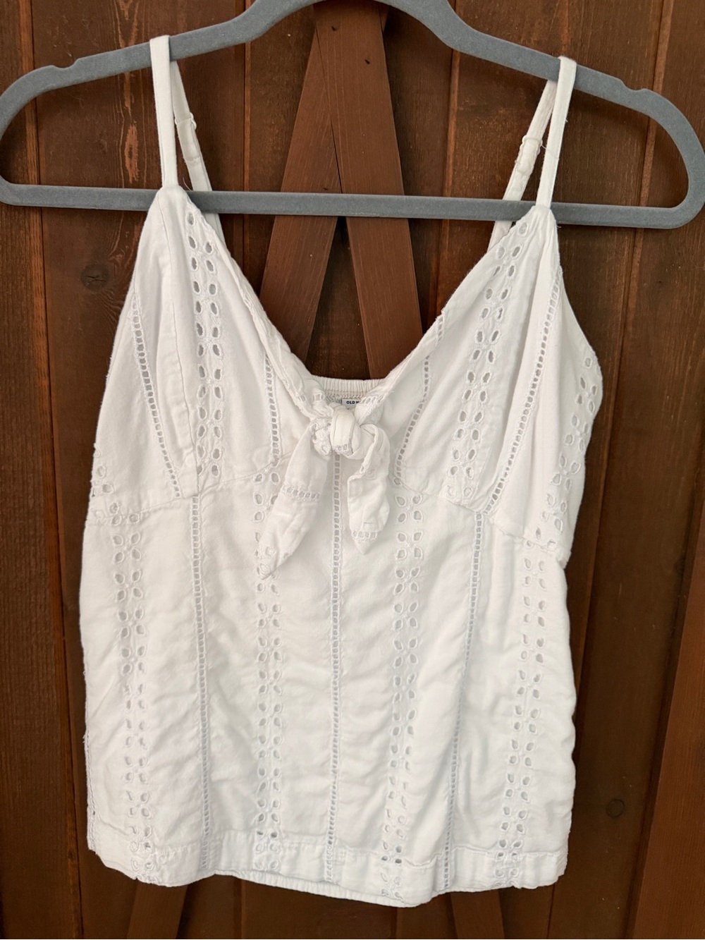 Old Navy White Eyelet Tie-Front Tank